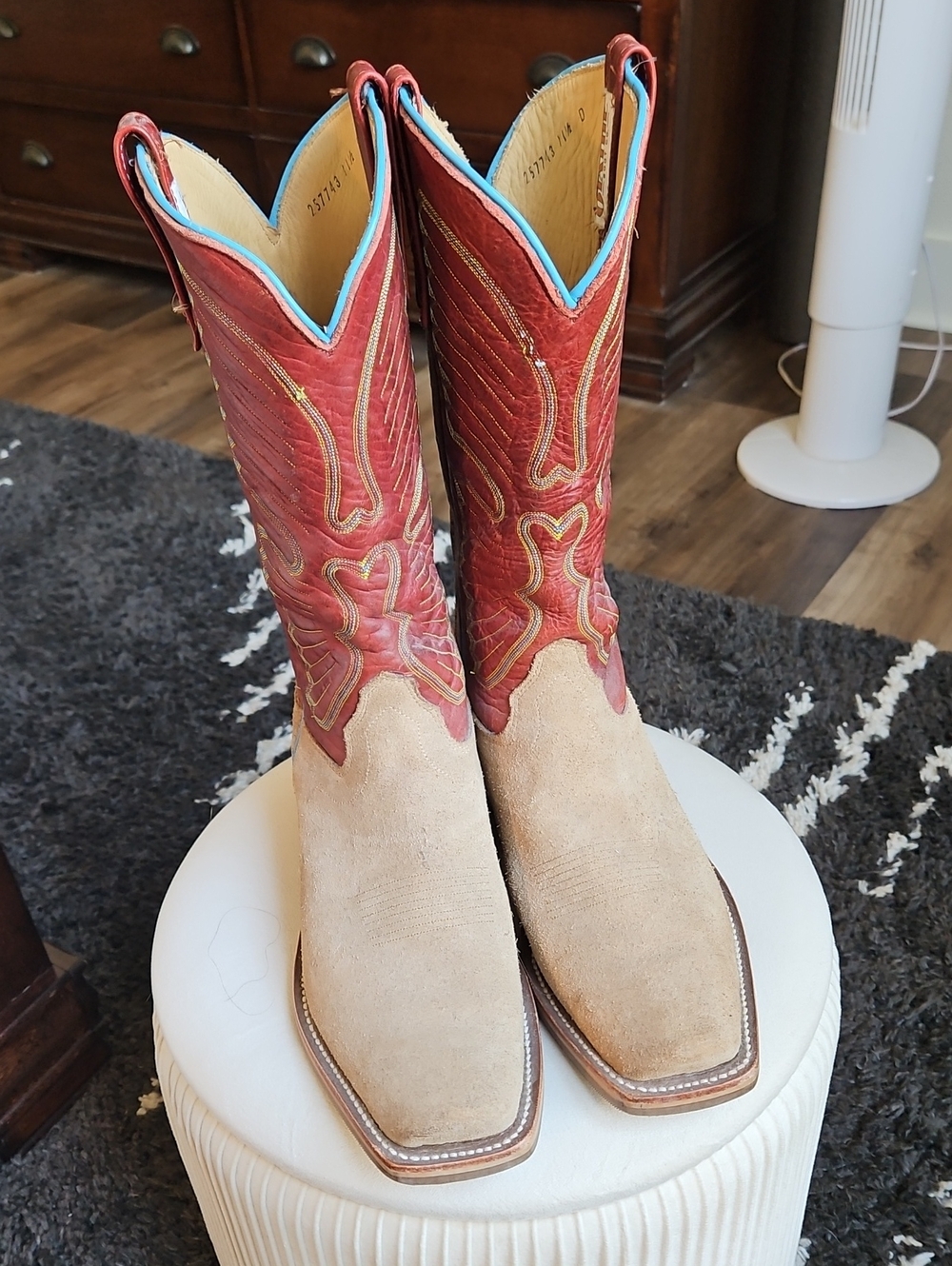 Olathe Boot Co. Men's Two-Tone Red and Tan Western Boots